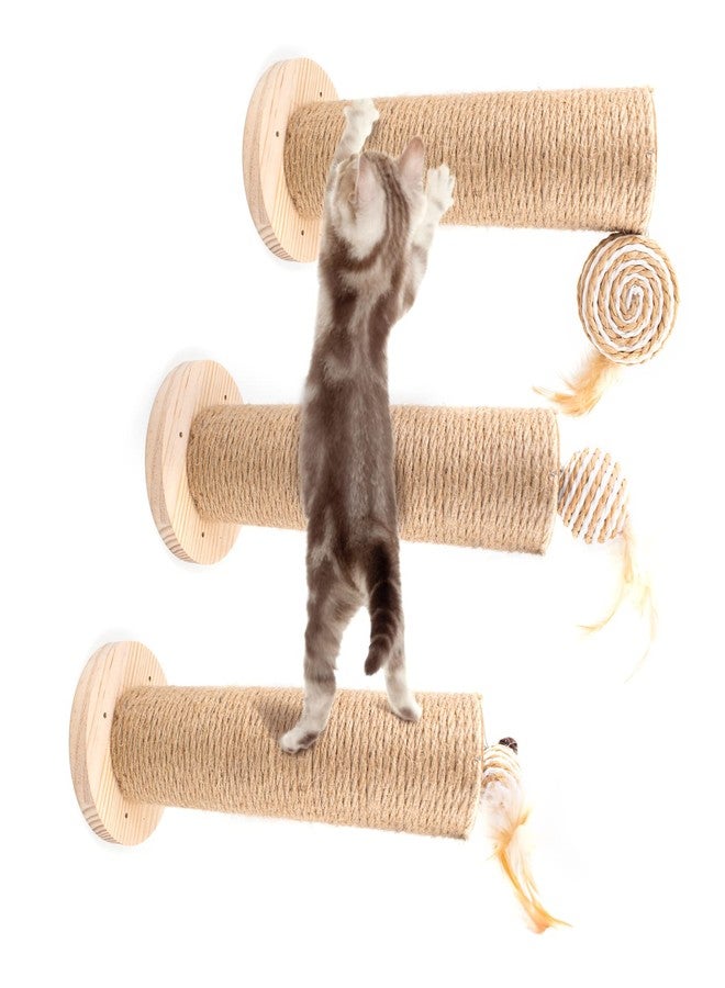 HingoFuni 10 inch Cat Wall Furniture Cat Steps Sisal Wall Mounted Posts Steps Cat Climbing Shelf Scratching Ladder Indoor for Climbing Grinding Claws Toy Cat Scratcher Post Shelf Board, 3pcs - Image 1